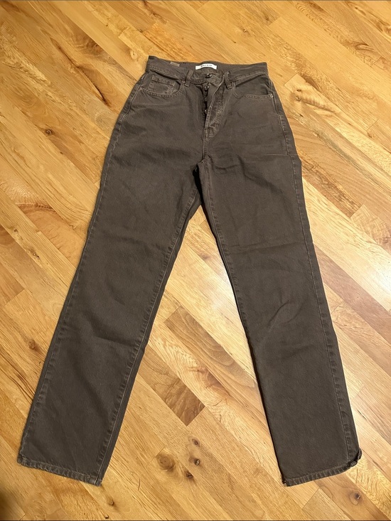 PacSun Denim - PacSun Woman’s Button Up Straight-Leg Dad Jean in Brown Size 26 Fall Relaxed